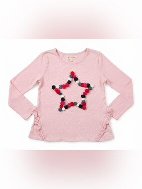 Tucker+Tate | Pink Pom-Pom Star LS Top | 8